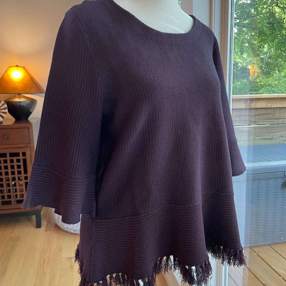 Ann Taylor Fringe Top - Navy/Burgandy (LP - NWT)